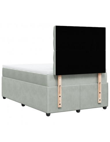 Giroletto a Molle con Materasso Grigio Chiaro 120x200cm Velluto