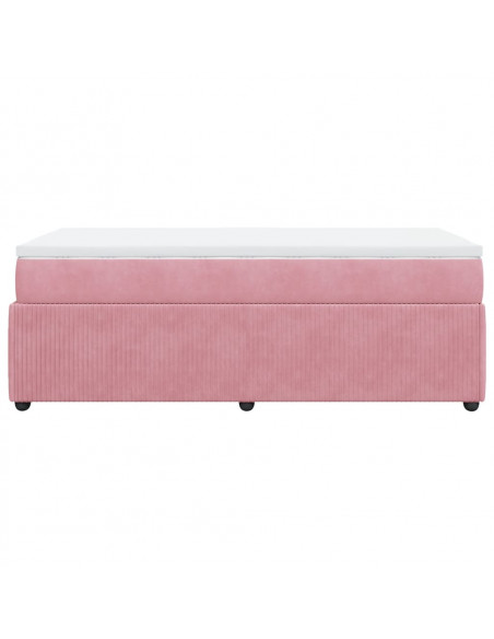 Giroletto a Molle con Materasso Rosa 90x200 cm in Velluto
