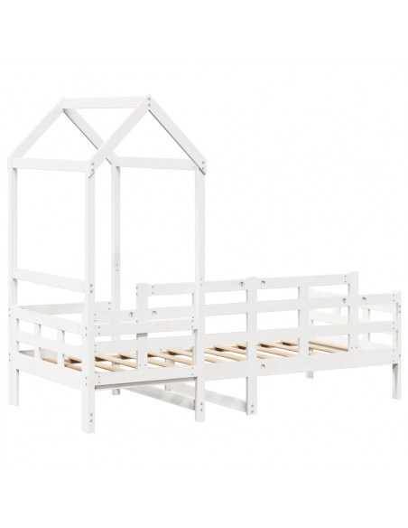 Dormeuse con Tetto 90x200 cm Bianco in Legno Massello di Pino