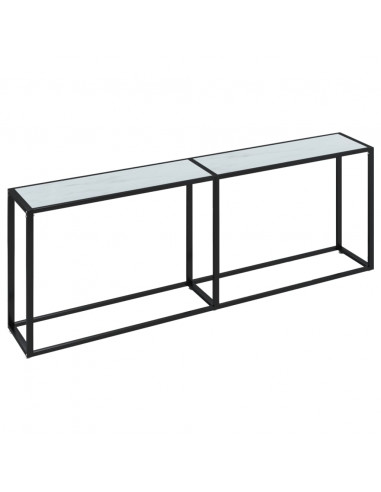 Tavolo Consolle Marmo Bianco 220x35x75,5 cm in Vetro Temperato