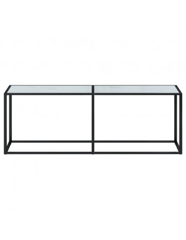 Tavolo Consolle Marmo Bianco 220x35x75,5 cm in Vetro Temperato