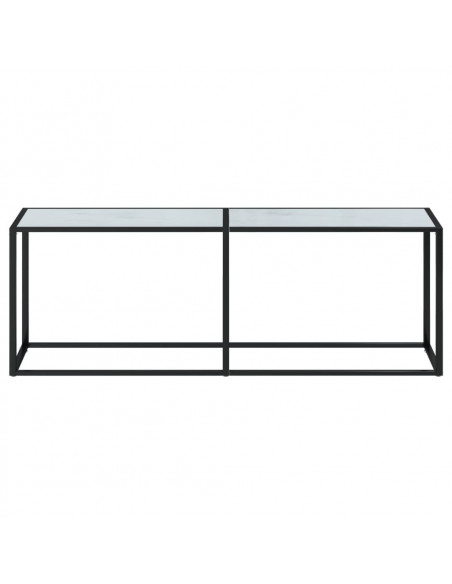 Tavolo Consolle Marmo Bianco 220x35x75,5 cm in Vetro Temperato
