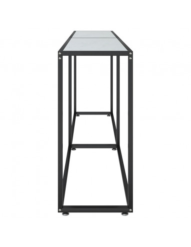 Tavolo Consolle Marmo Bianco 220x35x75,5 cm in Vetro Temperato