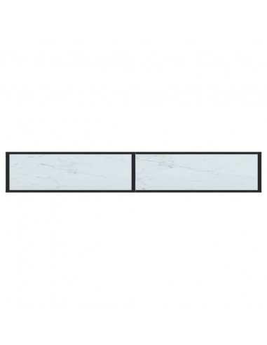 Tavolo Consolle Marmo Bianco 220x35x75,5 cm in Vetro Temperato