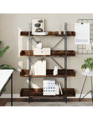 Libreria 4 Ripiani Rovere Fumo 100x33x145,5cm Legno Multistrato