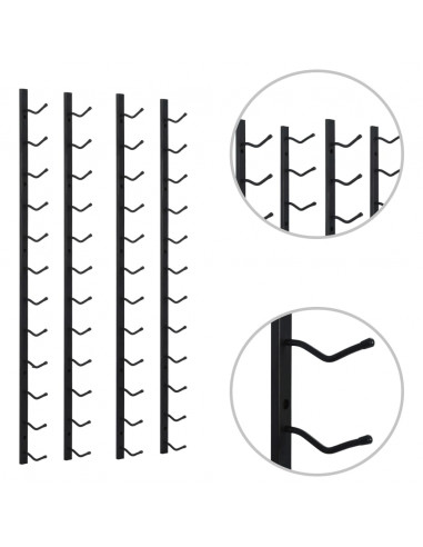 Portavini da Parete per 12 Bottiglie 2 pz Nero in Ferro