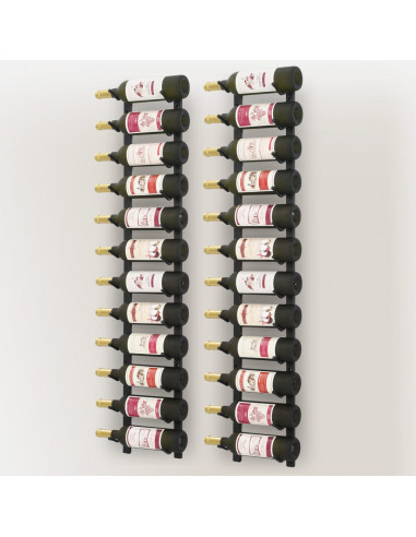 Portavini da Parete per 12 Bottiglie 2 pz Nero in Ferro