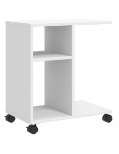 Tavolino con Ruote Bianco 50x30x55 cm in Legno Multistrato 2