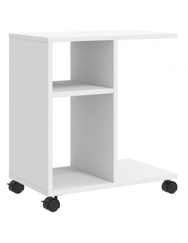 Tavolino con Ruote Bianco 50x30x55 cm in Legno Multistrato