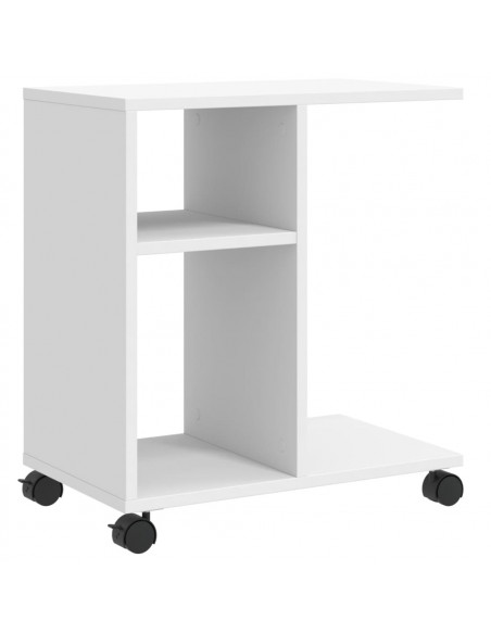 Tavolino con Ruote Bianco 50x30x55 cm in Legno Multistrato
