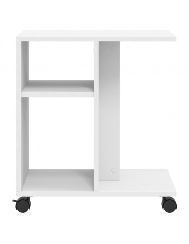 Tavolino con Ruote Bianco 50x30x55 cm in Legno Multistrato