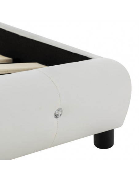 Letto con Materasso Memory Foam Bianco in Similpelle 90x200 cm