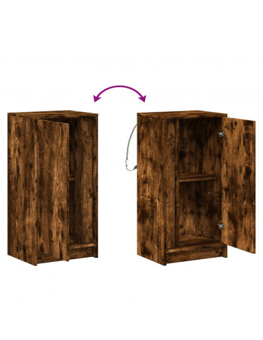 Credenza con LED Rovere Fumo 42,5x34x85 cm in Legno Multistrato