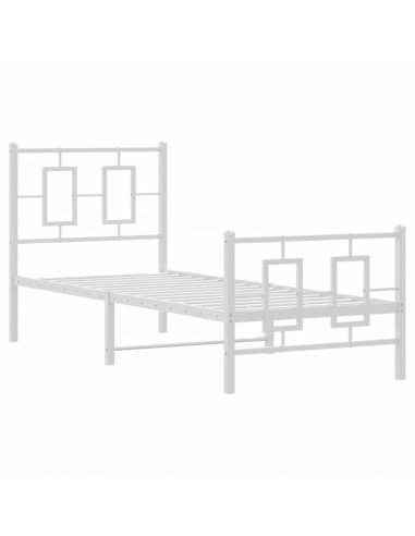 Giroletto con Testiera e Pediera Metallo Bianco 80x200 cm