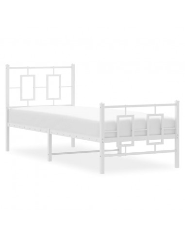 Giroletto con Testiera e Pediera Metallo Bianco 80x200 cm