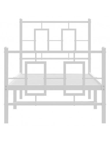 Giroletto con Testiera e Pediera Metallo Bianco 80x200 cm