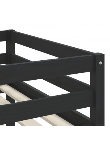 Letto a Soppalco con Tende Bambini Bianco e Nero 90x200 cm Pino