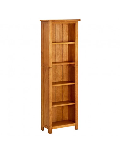 Libreria a 5 Ripiani 45x22x140 cm in Legno Massello di Rovere