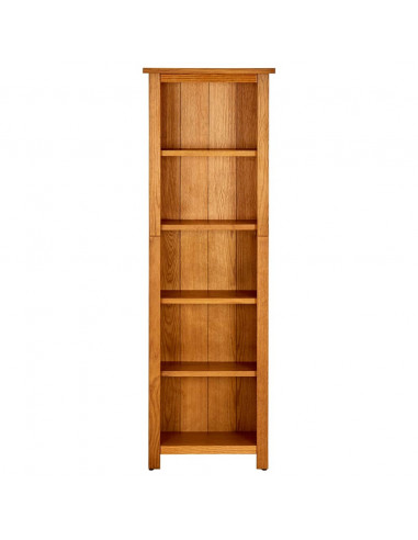 Libreria a 5 Ripiani 45x22x140 cm in Legno Massello di Rovere