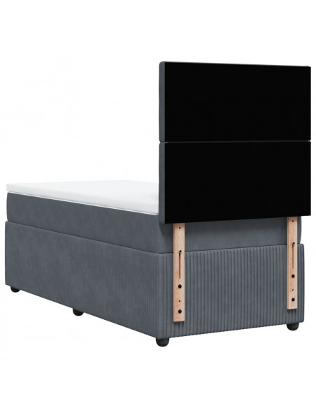 Giroletto a Molle con Materasso Grigio Scuro 90x200 cm Velluto