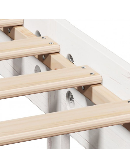 Letto senza Materasso Bianco 75x190 in Legno Massello di Pino