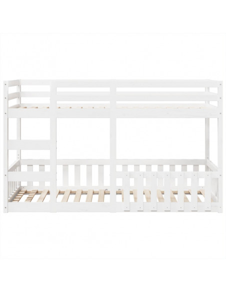 Letto a Castello Bianco 90x200 cm in Legno Massello di Pino