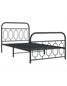 Giroletto con Testiera e Pediera Metallo Nero 100x190 cm 2