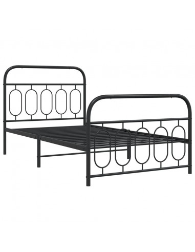 Giroletto con Testiera e Pediera Metallo Nero 100x190 cm