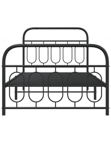 Giroletto con Testiera e Pediera Metallo Nero 100x190 cm