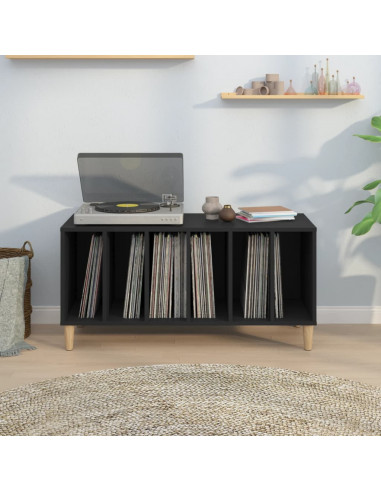 Mobile Porta Dischi Nero 100x38x48 cm in Legno Multistrato