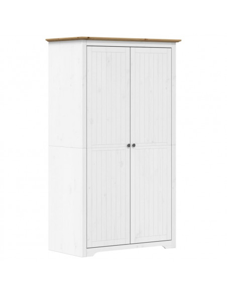 Armadio BODO 101x52x176,5 cm Legno Massello Pino Bianco Marrone