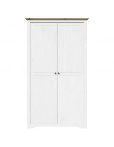 Armadio BODO 101x52x176,5 cm Legno Massello Pino Bianco Marrone