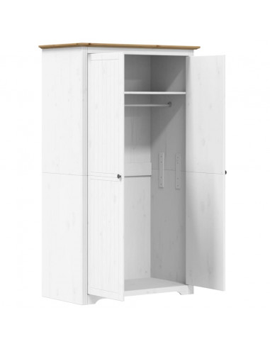 Armadio BODO 101x52x176,5 cm Legno Massello Pino Bianco Marrone