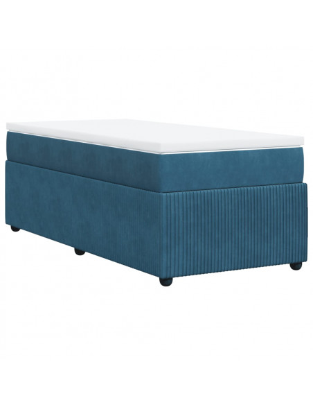 Giroletto a Molle con Materasso Blu Scuro 90x200 cm in Velluto