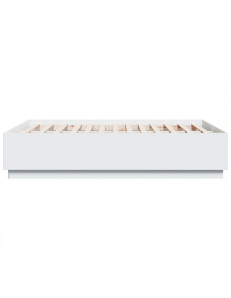 Giroletto con Luci LED Bianco 135x190 cm in Legno Multistrato