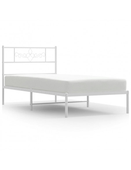 Giroletto con Testiera Metallo Bianco 90x190 cm