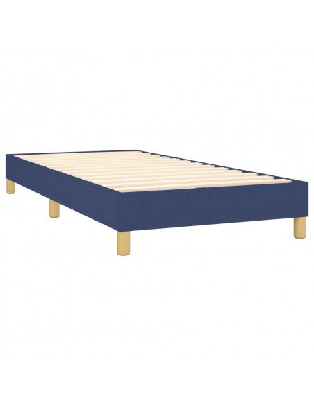 Letto a Molle con Materasso e LED Blu 90x190 cm in Tessuto