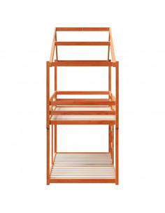 Letto a Castello con Tetto Cera 80x200 cm Legno Massello Pino 2