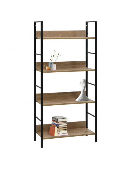 Scaffale Libri 4 Ripiani Rovere 60x27,6x124,5 Legno Multistrato