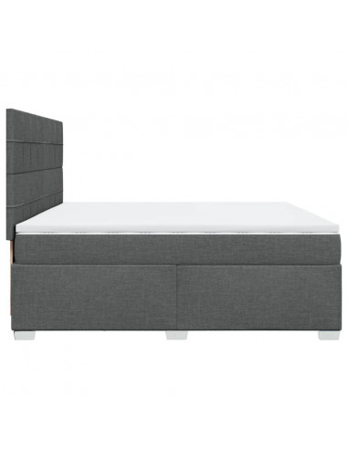 Giroletto a Molle con Materasso Grigio Scuro 200x200 cm Tessuto