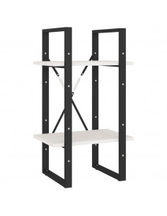 Libreria a 2 Ripiani Bianca 40x30x70 cm in Massello di Pino 2