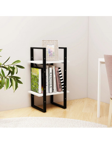 Libreria a 2 Ripiani Bianca 40x30x70 cm in Massello di Pino