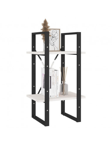 Libreria a 2 Ripiani Bianca 40x30x70 cm in Massello di Pino