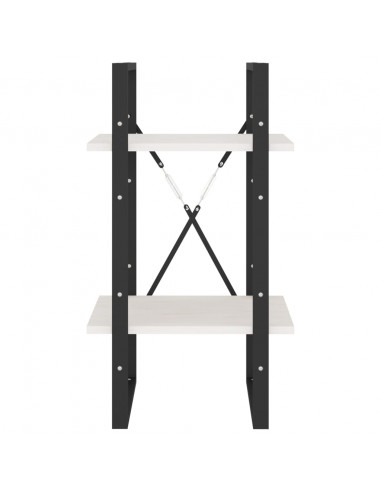 Libreria a 2 Ripiani Bianca 40x30x70 cm in Massello di Pino