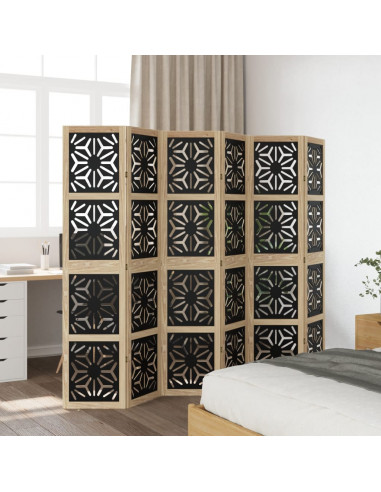 Divisorio Ambienti 6 Pannelli Marrone e nero Legno di Paulownia