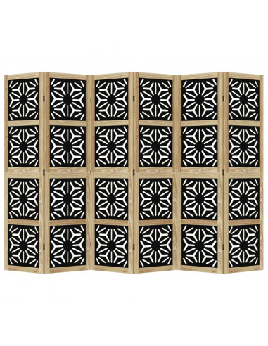 Divisorio Ambienti 6 Pannelli Marrone e nero Legno di Paulownia