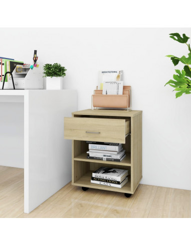Mobiletto con Ruote Rovere Sonoma 46x36x59 cm Legno Multistrato