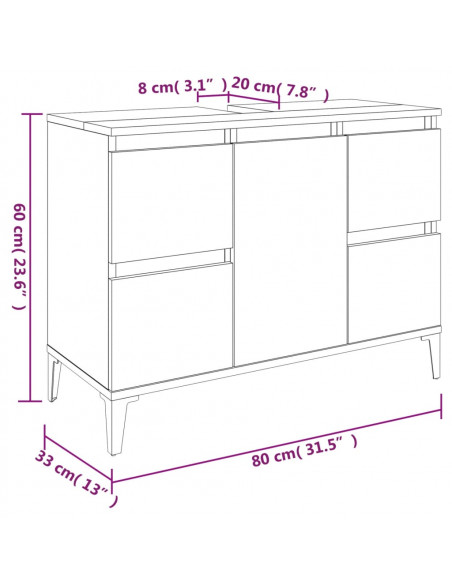 Set Mobili da Bagno 3 pz Bianco in Legno Multistrato