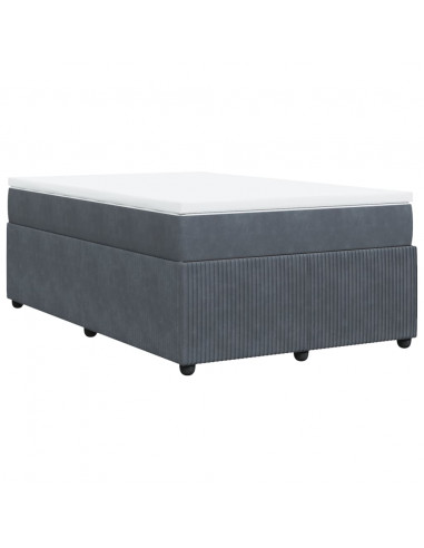 Giroletto a Molle con Materasso Grigio Scuro 120x200 cm Velluto