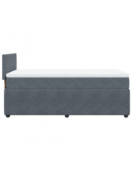 Giroletto a Molle con Materasso Grigio Scuro 80x200 cm Velluto